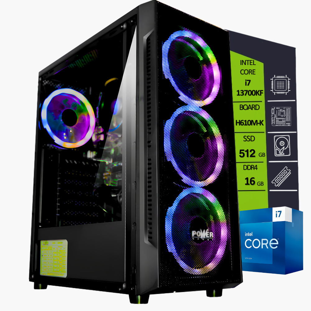 CPU INTEL CORE I7 13700KF /BOARD H610M-K /SSD M.2 PCIE 512GB /RAM DDR4 16GB/ T.V. RTX 3050 DDR6 6GB