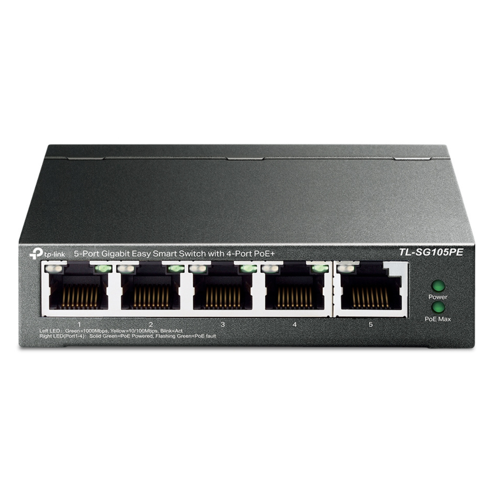 SWITCH GIGABIT TP-LINK TL-SG105PE / 5 PUERTOS + 4 PUERTOS POE 10/100/1000