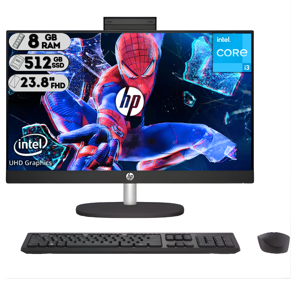 TODO EN UNO HP 24-CR0332LA INTEL CORE I3 N300 SSD 512 RAM DDR4 8GB 23.8" PULGADAS FHD NEGRO