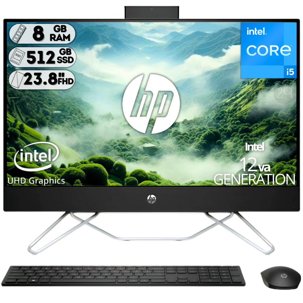 TODO EN UNO HP 24-CB1028LA INTEL CORE I5 1235U/RAM DDR4 8GB/SSD 512GB/ 23.8" COLOR NEGRO