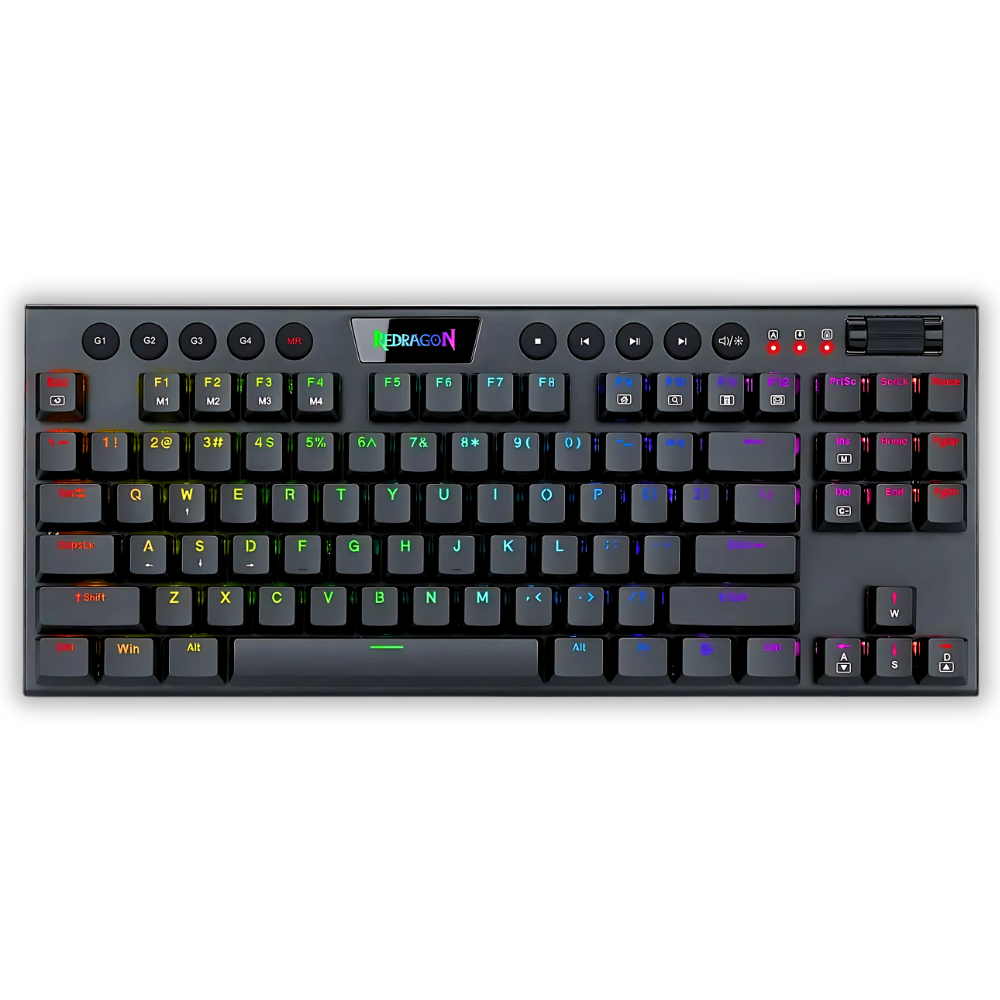 TECLADO INALAMBRICO GAMER REDRAGON HORUS TKL K621 CON LUCES RGB SWITCH ROJO EN ESPÁÑOL NEGRO