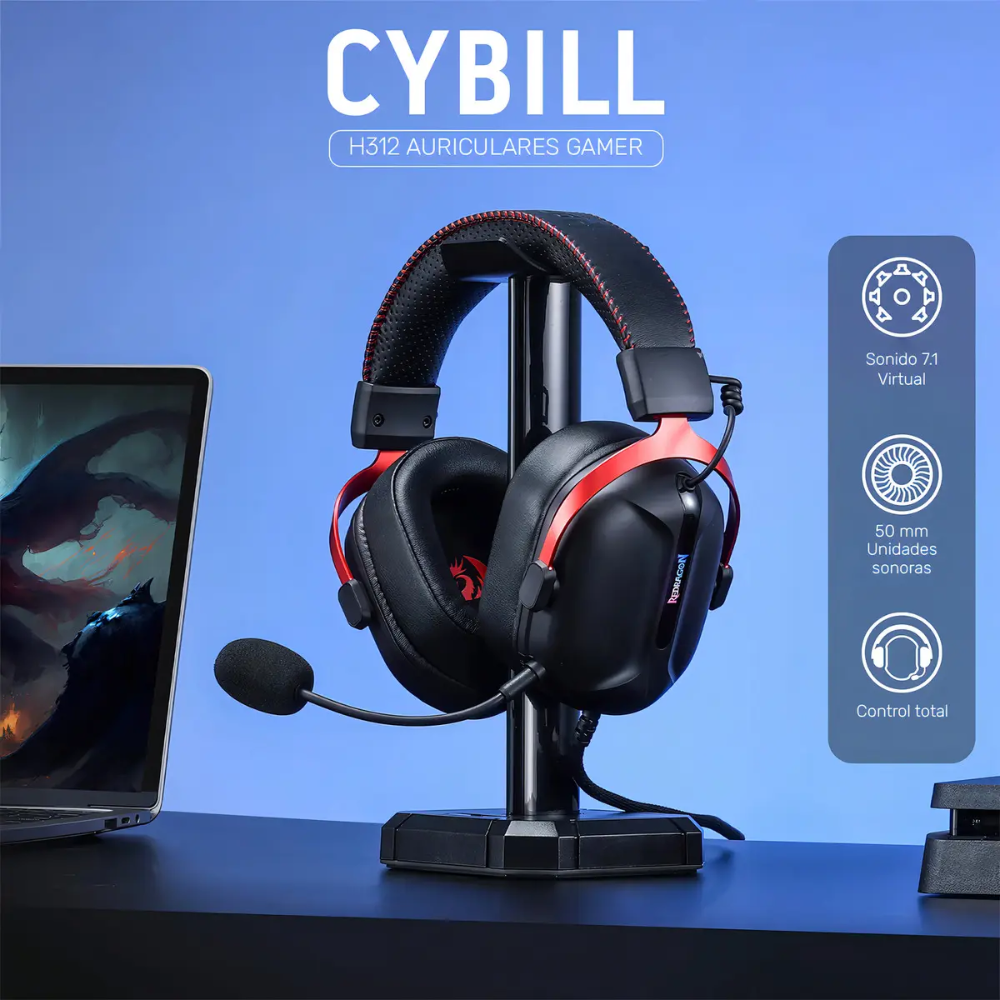 DIADEMA GAMER REDRAGON CYBILL H312 NEGRO