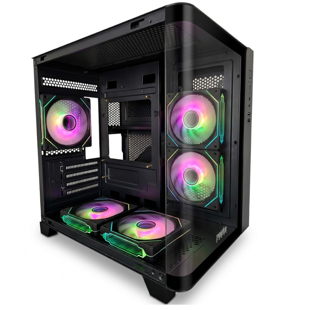 CAJA ATX POWER GROUP CL-W28 / VIDRIO TEMPLADO / 4 COOLER / CONTROL RGB / NEGRO