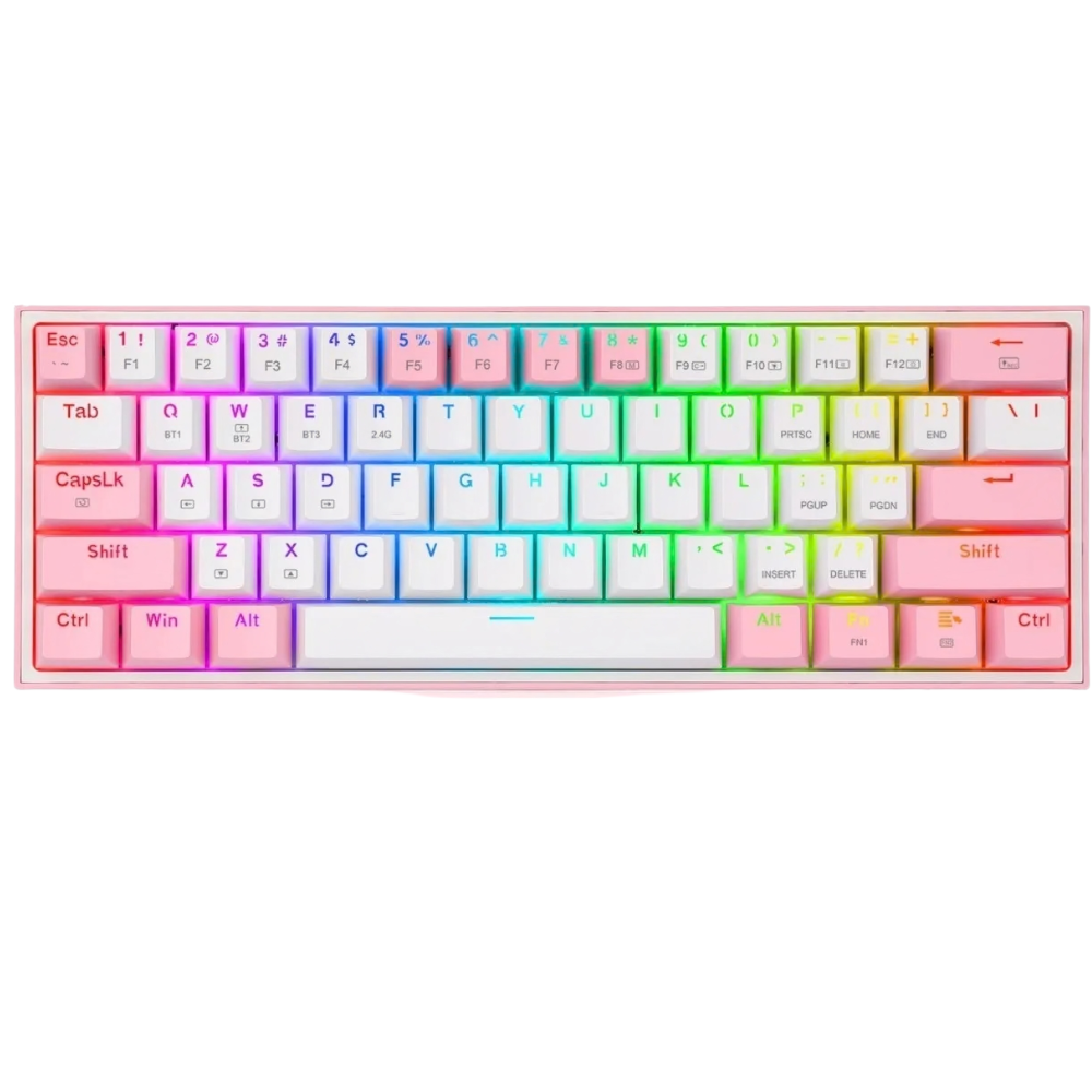 TECLADO GAMER REDRAGON FIZZ PRO K616-RGB BLANCO-ROSA
