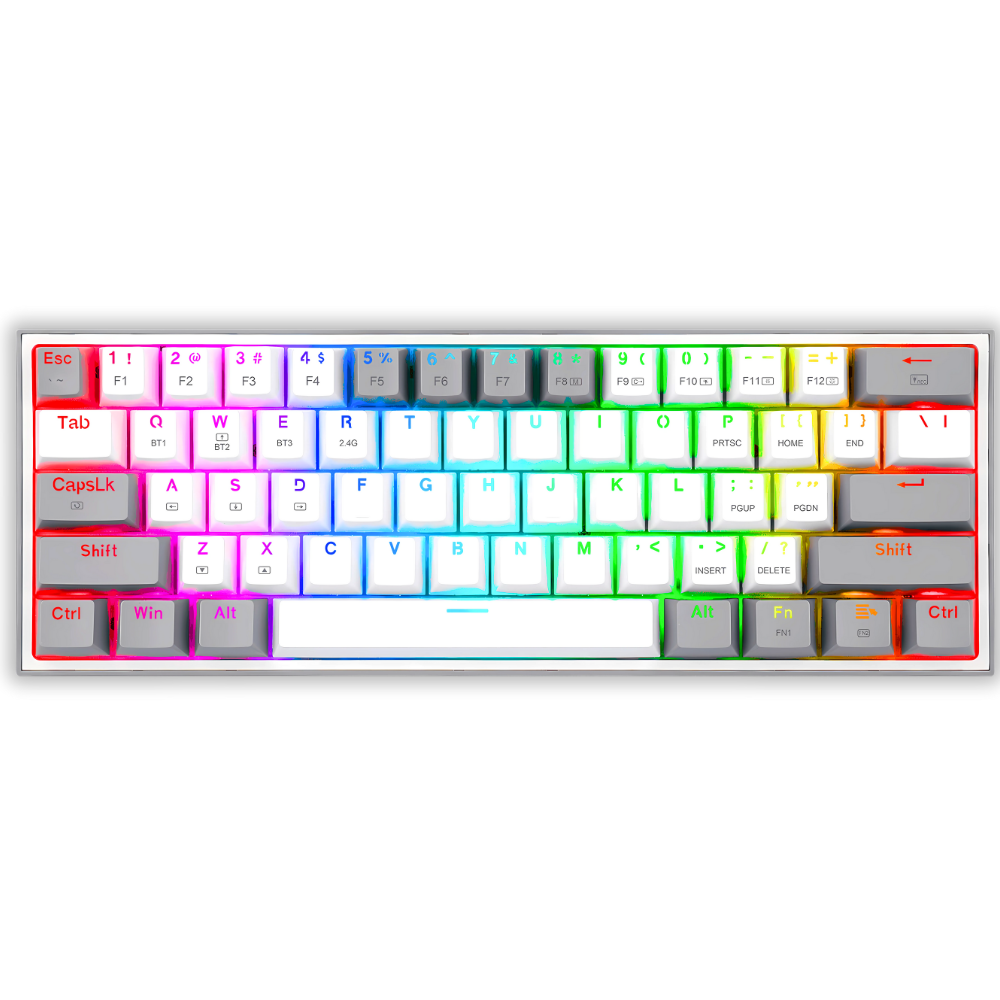 TECLADO REDRAGON FIZZ PRO K616-RGB-WG BLANCO-GRIS SWITCH ROJO EN ESPAÑOL