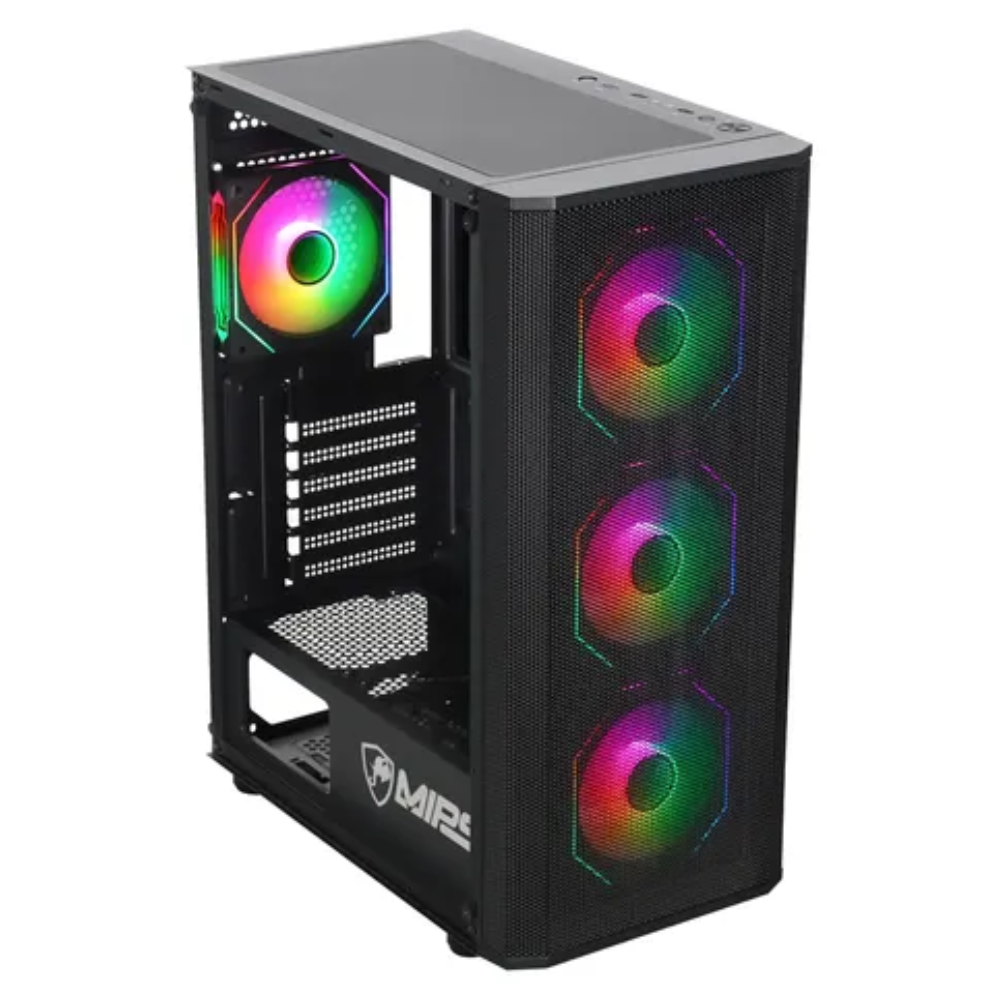CAJA ATX POWER GROUP LINEA RGB CL-L12 / 3 COOLER / VIDRIO TEMPLADO / NEGRO