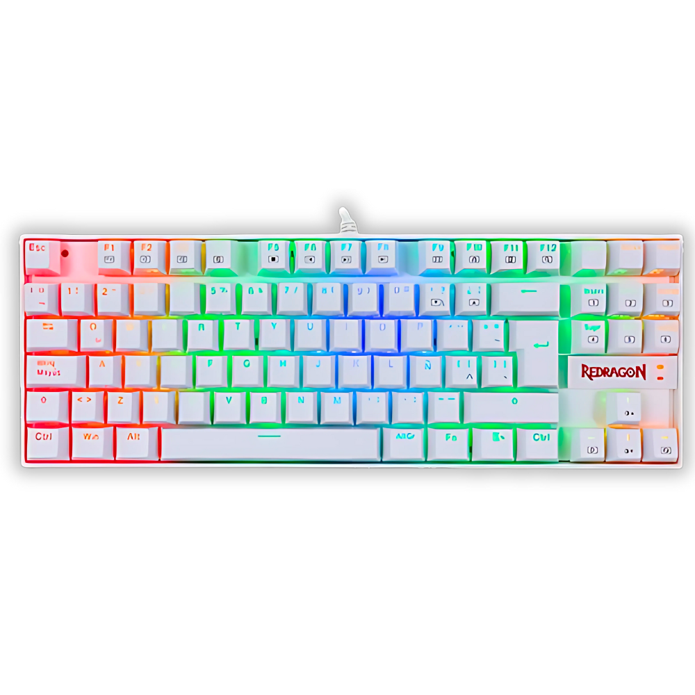 TECLADO GAMER REDRAGON KUMARA K552-KR CON LUCES RGB SWITCH ROJO EN ESPAÑOL BLANCO