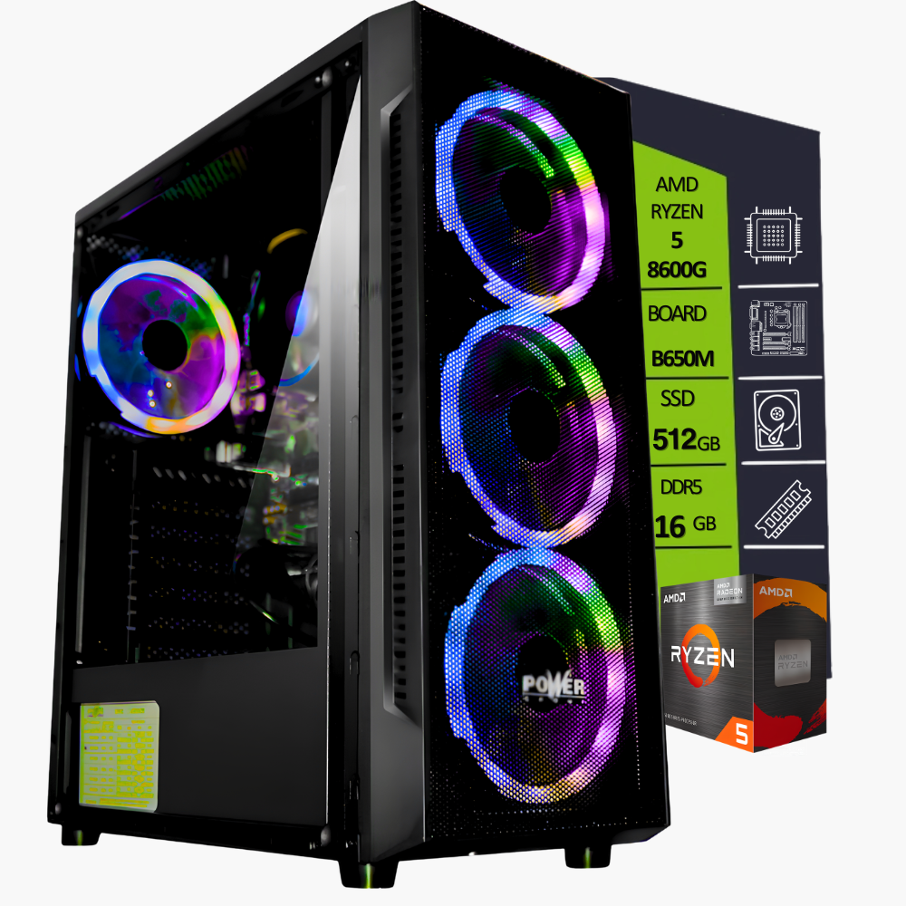 CPU AMD RYZEN 5 8600G / BOARD B650M-B / SSD PCIE 512GB / RAM DDR5 16GB