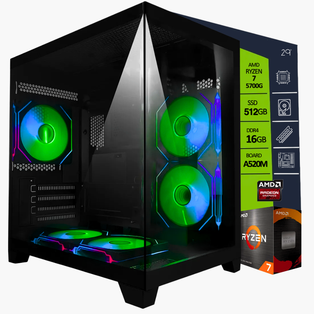 CPU AMD RYZEN 7 5700G / BOARD A520-A PRO /SSD 512GB M.2 / RAM DDR4 16GB