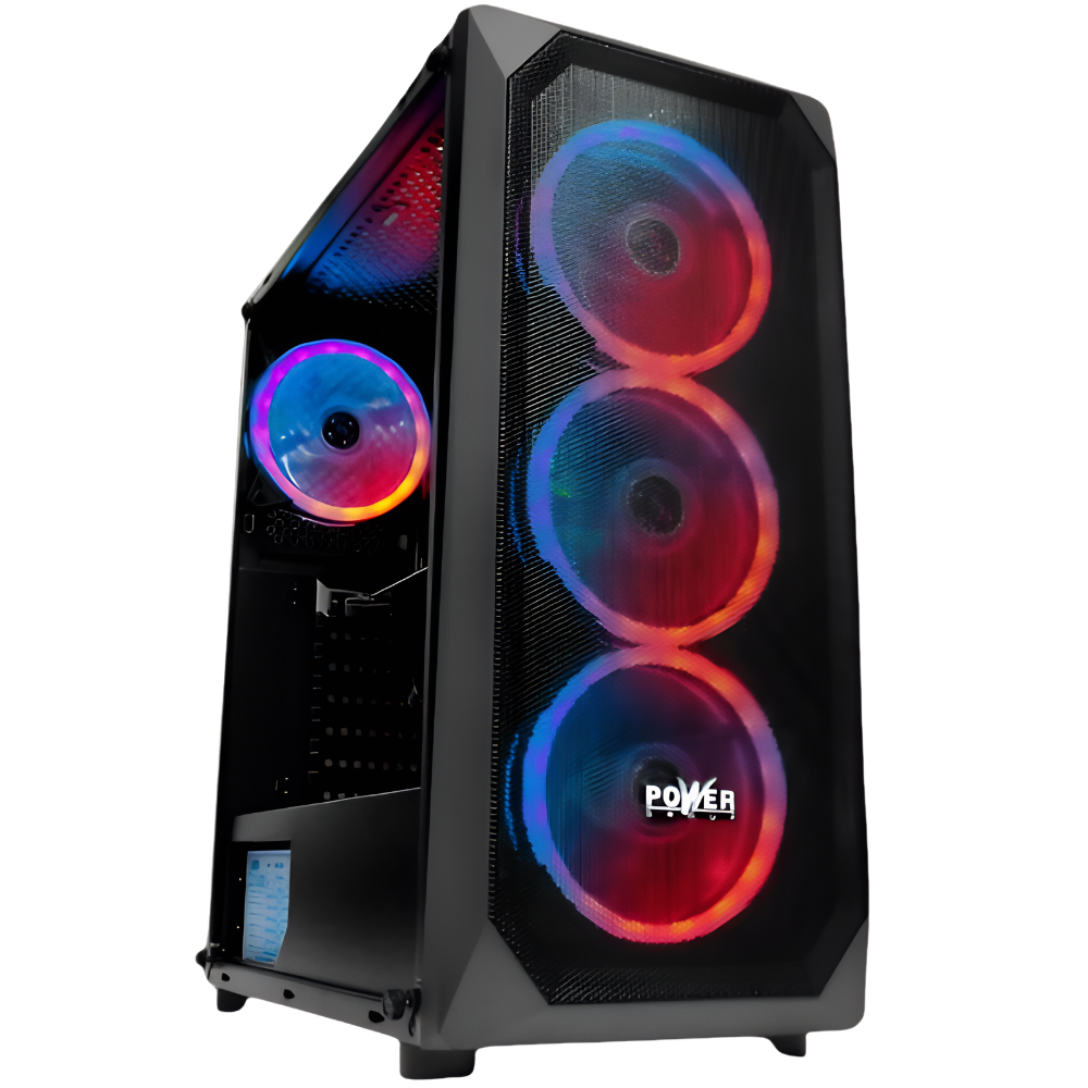 CAJA ATX POWER GROUP LINEA RGB CL-L18 / 3 COOLER / NEGRO