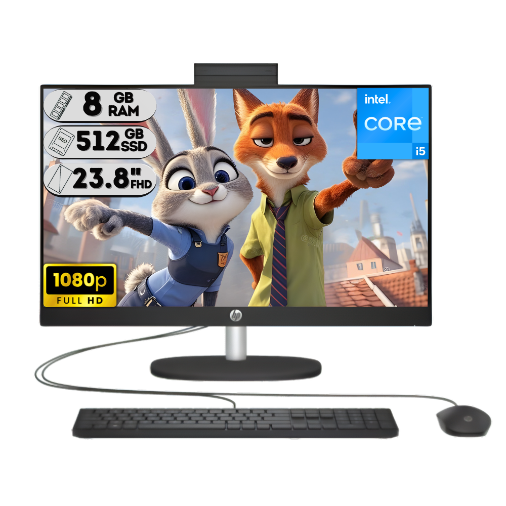 TODO EN UNO HP 24-CR0351LA INTEL CORE I5 1334U SSD 512 RAM DDR4 8GB 23.8" PULGADAS FHD NEGRO