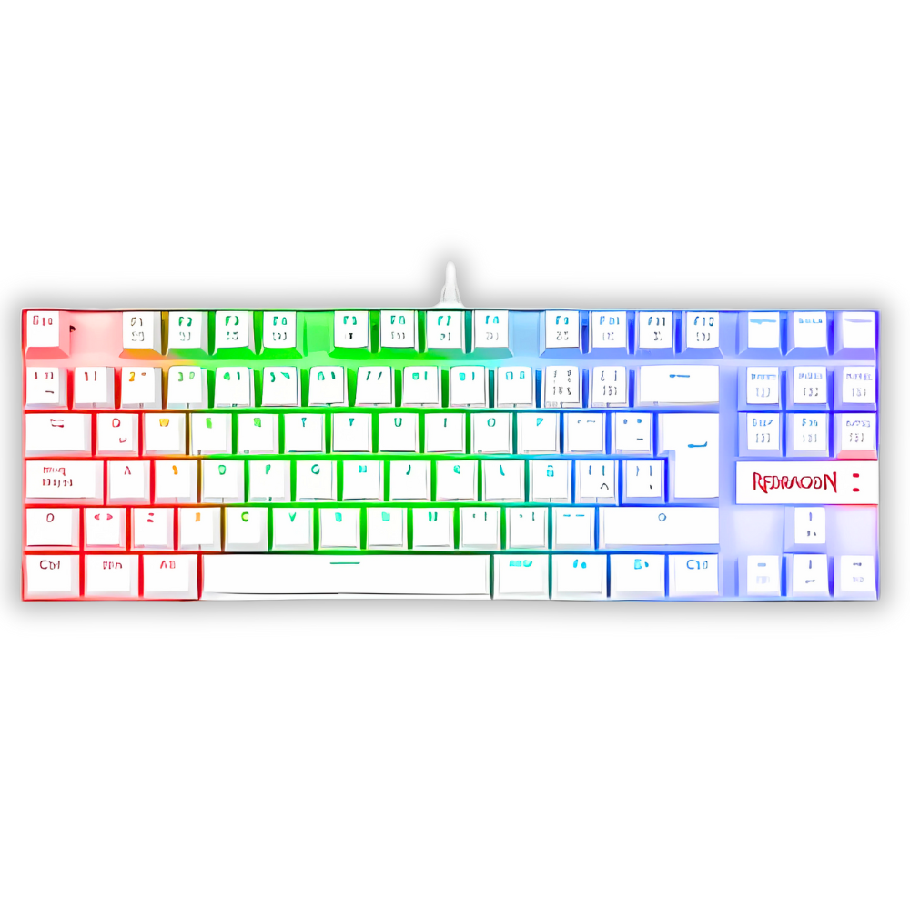 TECLADO GAMER REDRAGON KUMARA K552W-KR-SP CON LUCES RAINBOW SWITCH ROJO EN ESPAÑOL BLANCO