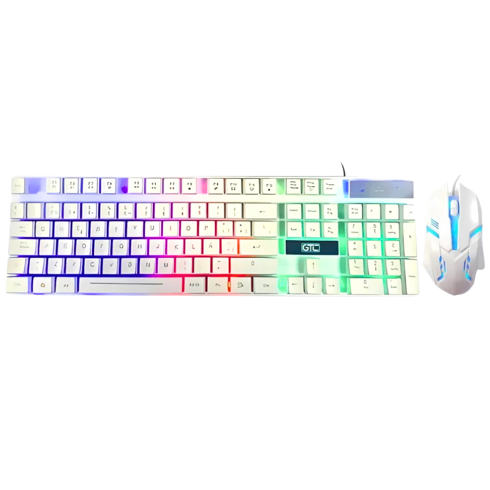 GT-T30 COMBO TECLADO Y MOUSE RETROILUMINADO BLANCO