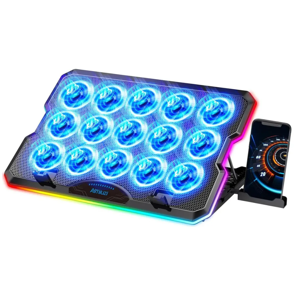 BASE REFRIGERANTE GAMER JALTECH / F15 RECLINABLE / 15 VENTILADORES / CON SOPORTE DE CELULAR