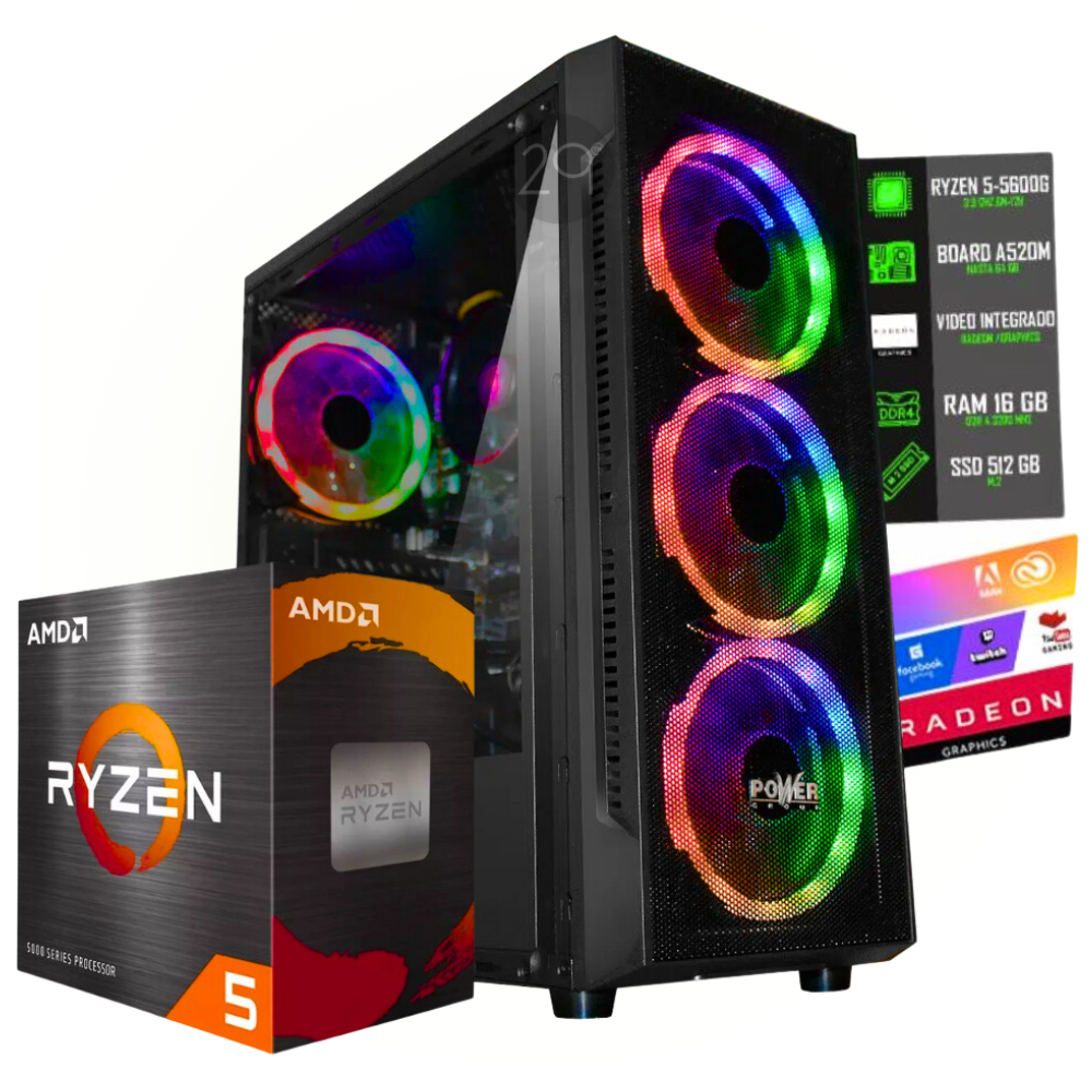 CPU AMD RYZEN 5 8500G / BOARD B650M-B / SSD PCIE 512GB / MEMORIA RAM 16GB /CHASIS CL-X18