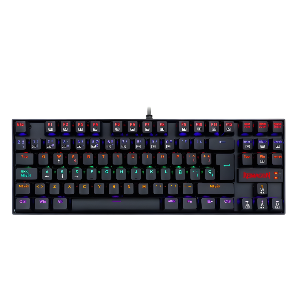 TECLADO GAMER REDRAGON KUMARA K552RGB-1-SP SWITCH AZUL EN ESPAÑOL NEGRO