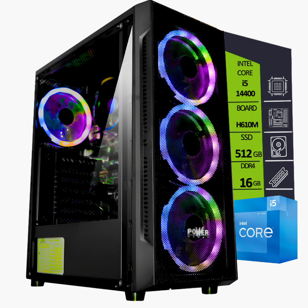 CPU INTEL CORE i5 14400 / BOARD H610M / SSD M.2 512GB / DDR4 16GB