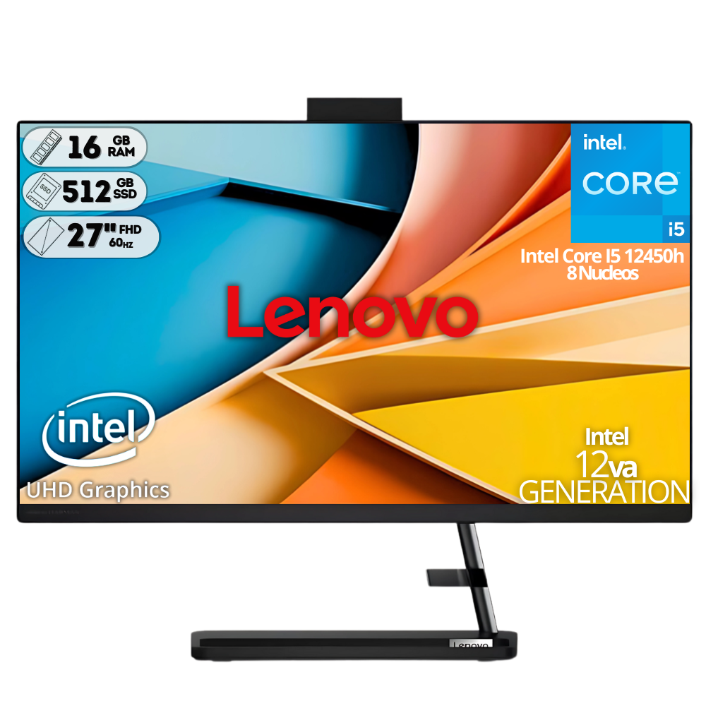 TODO EN UNO LENOVO 3 27IAP7 /CORE I5-12450H / SSD 512GB / DDR4 16GB / 27 PULGADAS