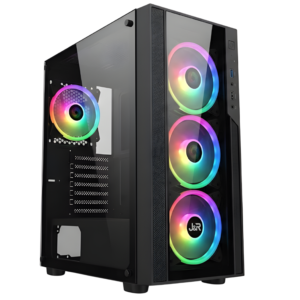 CAJA ATX J&R ULTIMATE GAMER SPETRUM / 4 COOLER / VIDRIO TEMPLADO / NEGRO