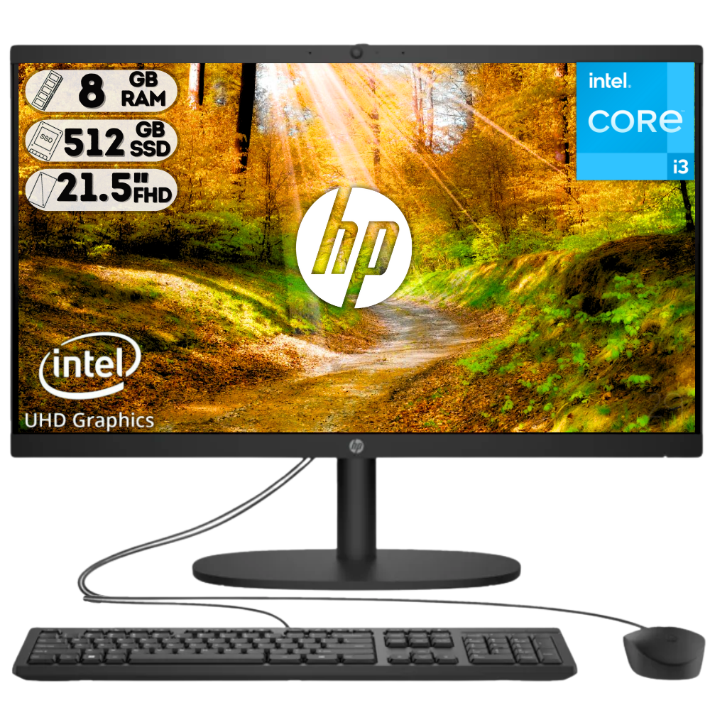 TODO EN UNO HP 22-DG0010LA / INTEL CORE I3 N300 / RAM DDR5 8GB / SSD M.2 512 GB/ 21.5 PULGADAS FHD